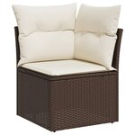 vidaXL Salon de jardin 4 Pièces avec coussins marron résine tressée