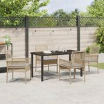 vidaXL Ensemble de Salle à Manger de Jardin de 5 Pièces avec Coussins en Poly Rattan Beige