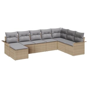 vidaXL Ensemble de canapé de jardin 8 Pièces Beige Poly rotin