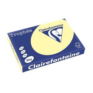 Ramette 500 Feuilles Papier 80g A3 420x297 mm Certifié FSC couleur canari x 5 CLAIREFONTAINE