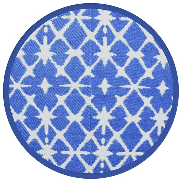 vidaXL Tapis d'extérieur bleu et blanc Ø200 cm PP