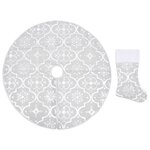 vidaXL Jupe de sapin de Noël de luxe avec chaussette Blanc 90 cm Tissu