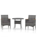 vidaXL Mobilier à dîner de jardin 3 Pièces Résine tressée Gris