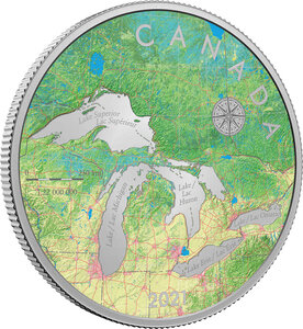 Pièce de monnaie en Argent 50 Dollars g 157.6 Millésime 2021 GREAT LAKES TRIBUTE