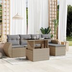 vidaXL Salon de jardin avec coussins 6 Pièces beige résine tressée