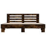 vidaXL Cadre de lit chêne fumé 200x200 cm bois d'ingénierie et métal