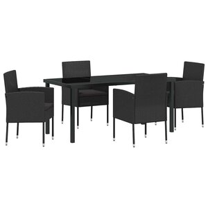 vidaXL Ensemble de salle à manger pour jardin 5 Pièces Noir polyrotin