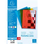 Sachet De 10 Pochettes Coin Polypropylène Lisse Premium - A4 - Couleurs Assorties - X 10 - Exacompta