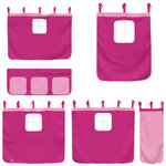 vidaXL Lit superposé avec toboggan et rideaux rose 90x200 cm