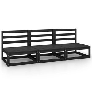vidaXL Canapés centraux de jardin 3 Pièces noir bois de pin massif