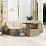 vidaXL Salon de jardin avec coussins 7 Pièces beige résine tressée
