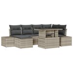 vidaXL Set de canapé de jardin 7 pièces avec coussins gris clair en poly rotin