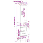 vidaXL Buffet haut Chêne fumé 34 5x34x180 cm Bois d'ingénierie