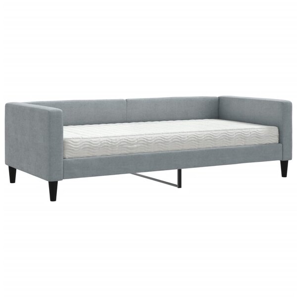 vidaXL Lit de jour avec matelas gris clair 90x190 cm tissu
