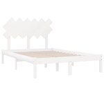 vidaXL Cadre de lit Blanc 135x190 cm Double Bois massif