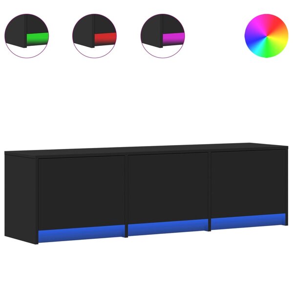 vidaXL Meuble TV avec LED noir 140x34x40 cm bois d'ingénierie