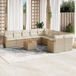vidaXL Salon de jardin 11 Pièces avec coussins beige résine tressée