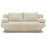Banquette convertible 3 places - Coffre de rangement - Tissu velours côtelé beige - 190 x 92 x 84 cm - TEIJO