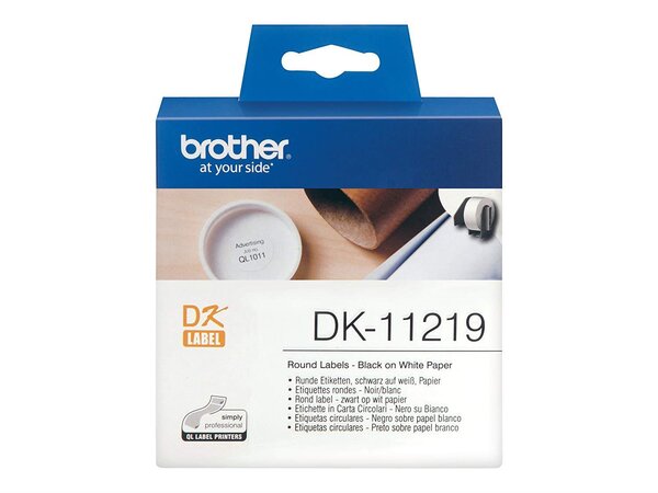 DK-11219 Etiquettes rondes pré-découpées (1200) Ø12mm BROTHER