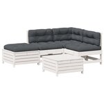 vidaXL Salon de jardin 5 Pièces avec coussins blanc bois massif de pin