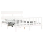 vidaXL Cadre de lit avec tête de lit blanc 160x200 cm bois massif
