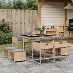 vidaXL Ensemble à manger de jardin et coussins 9 Pièces mélange beige