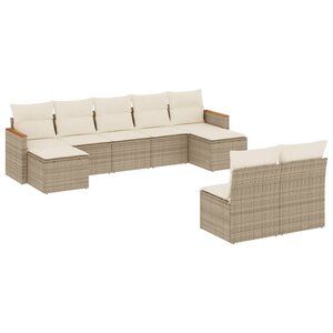 vidaXL Salon de jardin avec coussins 9 Pièces beige résine tressée