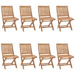 vidaXL Chaises pliables de jardin avec coussins 8 Pièces Teck solide