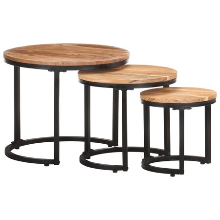 vidaXL Tables d'appoint 3 Pièces Bois d'acacia solide