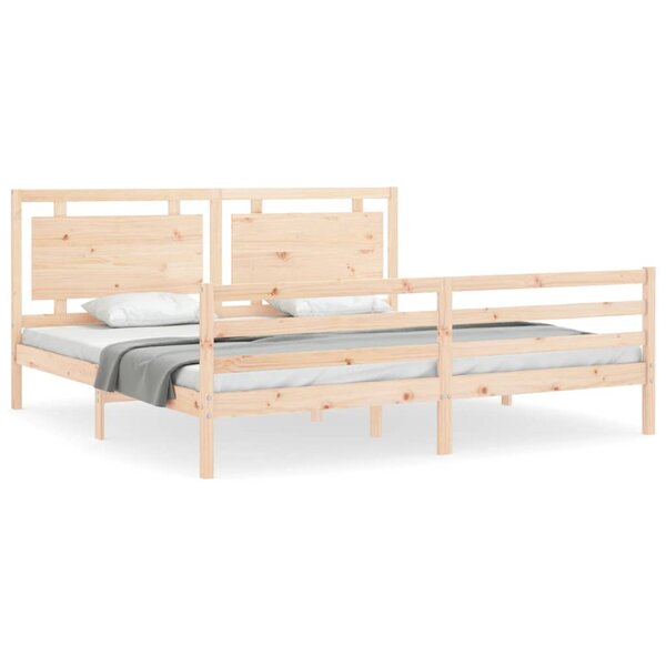 vidaXL Cadre de lit avec tête de lit 200x200 cm bois massif