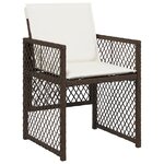Ensemble de salle à manger de jardin 5 pièces avec coussins marron poly rattan
