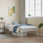 vidaXL Cadre de lit métal avec tête de lit blanc 90x190 cm