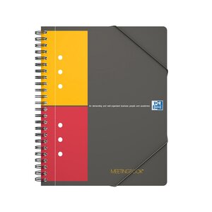 Cahier International Meetingbook A5+, couverture en polypropylène, double spirale, 80 feuilles/160 pages, carreaux de 5 mm, gris, compatible SCRIBZEE® (bloc 80 feuilles)