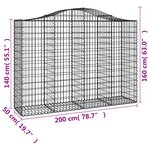 vidaXL Paniers à gabions arqués 6 Pièces 200x50x140/160 cm Fer galvanisé