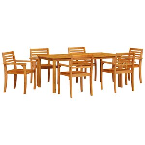 vidaXL Ensemble de salle à manger pour jardin 7 Pièces Marron