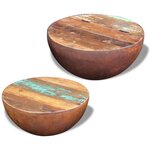 vidaXL Ensemble de 2 tables basses Bois de récupération massif