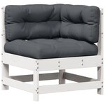 vidaXL Salon de jardin 7 Pièces avec coussins blanc bois de pin massif