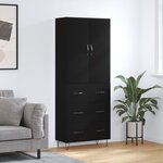 vidaXL Buffet haut Noir 69 5x34x180 cm Bois d'ingénierie