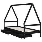 vidaXL Cadre de lit enfant avec tiroirs noir 90x200 cm bois pin massif