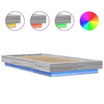 vidaXL Cadre de lit avec lumières LED sonoma gris 90x200 cm