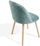 Lot de 2 chaises de salle à manger en velours pieds en bois hêtre style moderne chaise scandinave pour salon chambre cuisine bureau turquoise 01_0000153