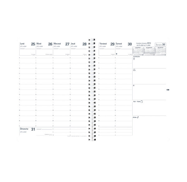 Recharge (Sans Couverture) Agenda Président Spirale FR 21 x 27 cm QUOVADIS