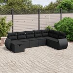 vidaXL Salon de jardin 8 Pièces avec coussins noir résine tressée