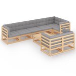 vidaXL Salon de jardin 9 Pièces avec coussins Bois de pin massif