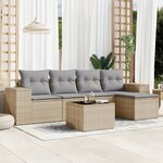 vidaXL Salon de jardin avec coussins 6 Pièces beige résine tressée
