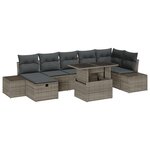 vidaXL Ensemble de Canapé de Jardin 8 Pièces avec Coussins Gris en Rattan Synthétique