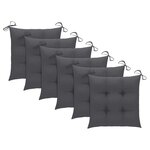 vidaXL Chaises de jardin et coussins anthracite lot de 6 Bois de teck