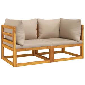 vidaXL Canapés d'angle sectionnels 2 Pièces coussins taupe Bois acacia