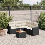 vidaXL Salon de jardin 6 Pièces avec coussins noir résine tressée