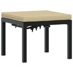 vidaXL Tabouret de jardin avec coussin noir acier enduit de poudre